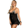 Subblime - Babydoll Black Beige Lacets Floraux S / M